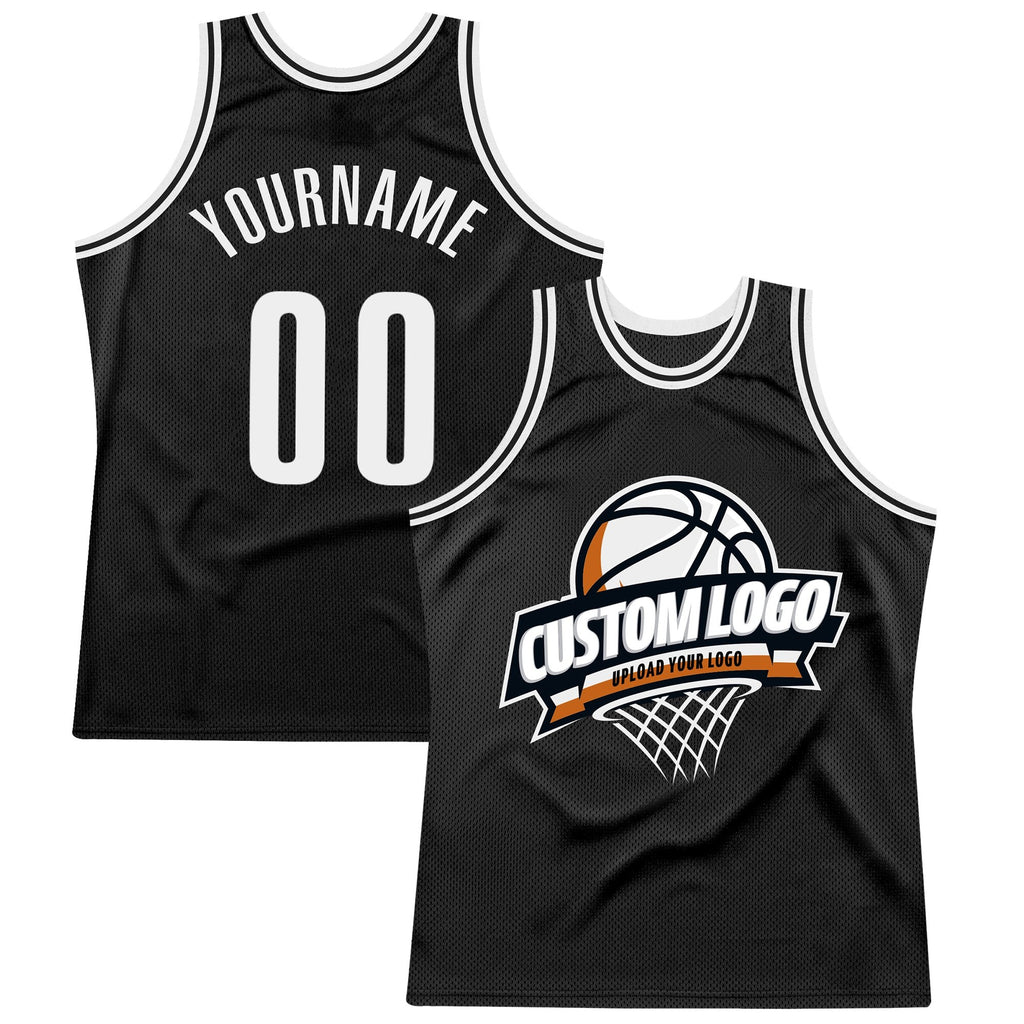 Custom Black White Authentic Throwback Basketball Jersey photo 1