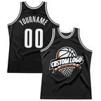 Custom Black White Authentic Throwback Basketball Jersey photo 1