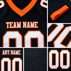 Custom Black White-Orange Mesh Authentic Football Jersey detail
