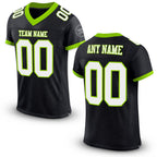 Custom Black White-Neon Green Mesh Authentic Football Jersey