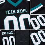 Custom Black White-Midnight Green Mesh Authentic Football Jersey detail
