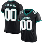 Custom Black White-Midnight Green Mesh Authentic Football Jersey photo 1