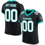 Custom Black White-Aqua Mesh Authentic Football Jersey photo 1