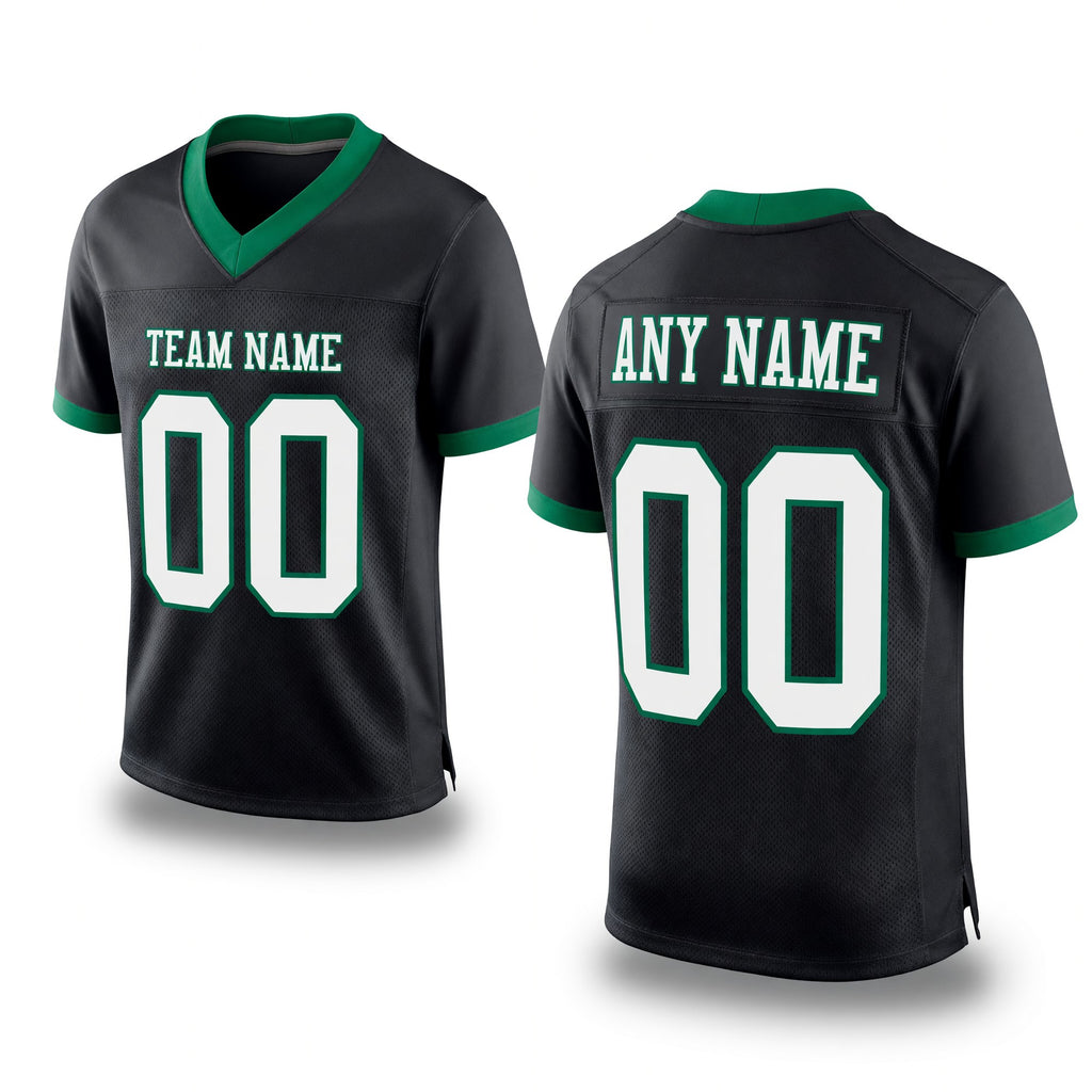 Custom Black White-Kelly Green Mesh Authentic Football Jersey