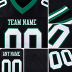 Custom Black White-Kelly Green Mesh Authentic Football Jersey detail