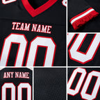 Custom Black White-Red Mesh Authentic Football Jersey detail