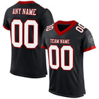 Custom Black White-Red Mesh Authentic Football Jersey photo 1