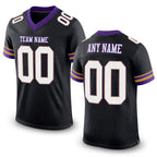 Custom Black White Purple-Old Gold Mesh Authentic Football Jersey