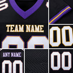 Custom Black White Purple-Old Gold Mesh Authentic Football Jersey detail