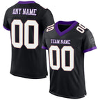 Custom Black White Purple-Old Gold Mesh Authentic Football Jersey photo 1