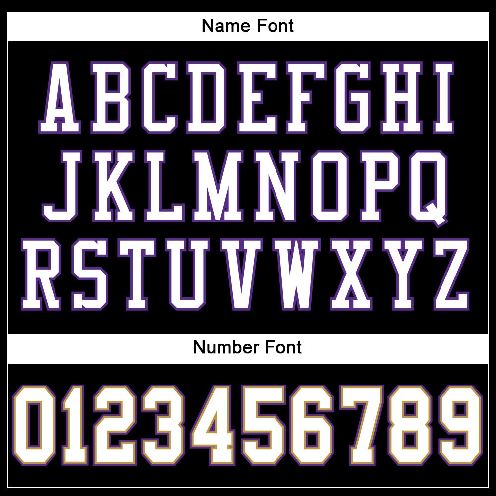 Custom Black White Purple-Old Gold Mesh Authentic Football Jersey photo 3