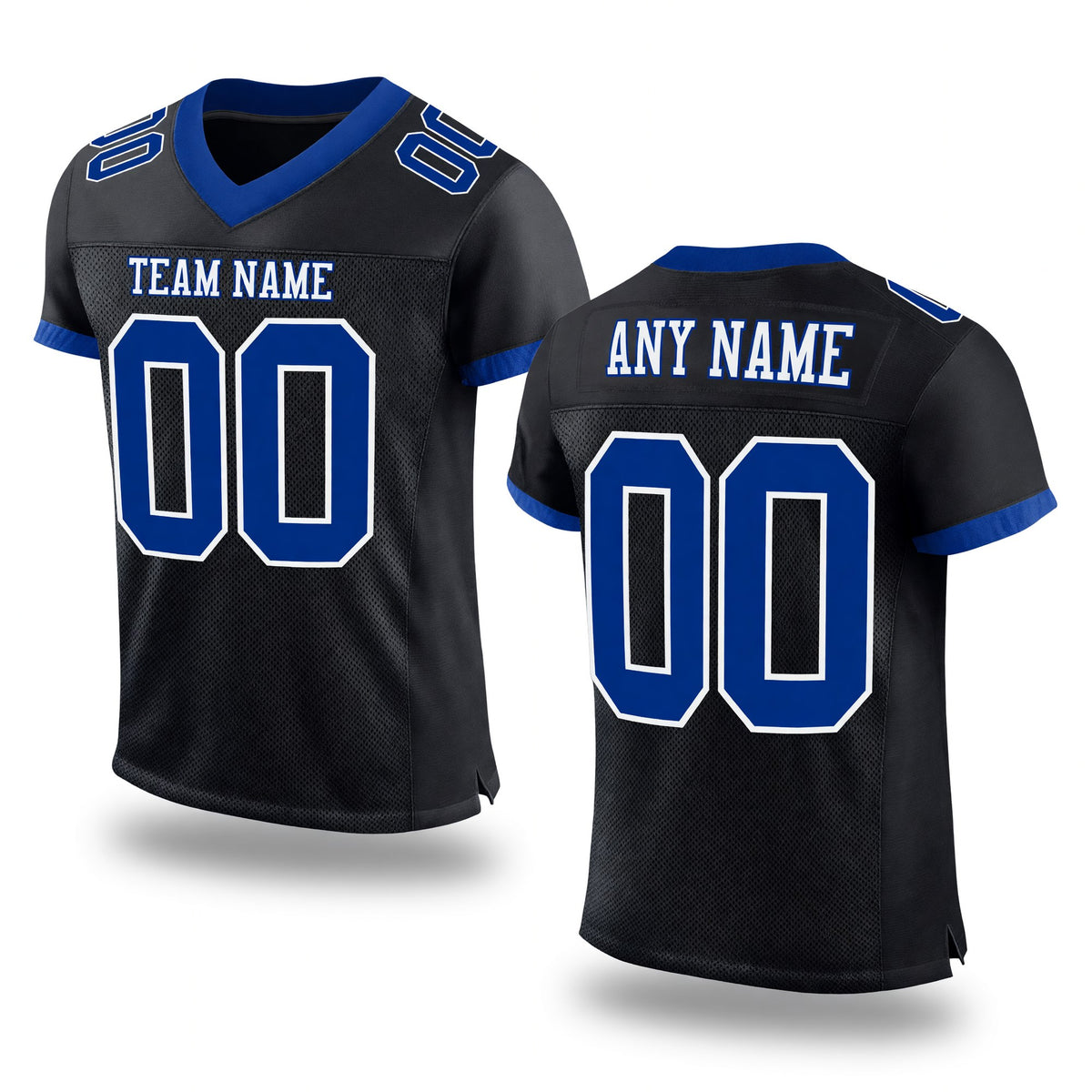 Custom Black Royal-White Mesh Authentic Football Jersey