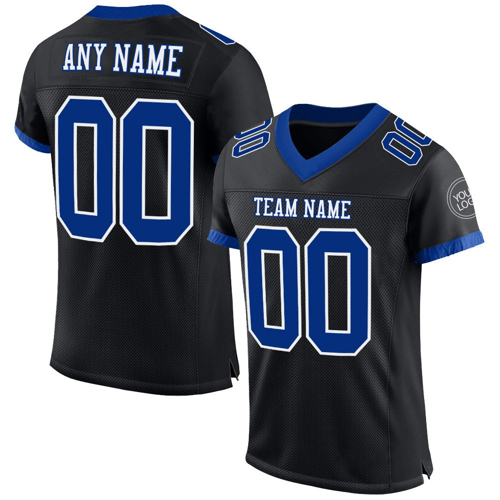 Custom Black Royal-White Mesh Authentic Football Jersey photo 1