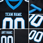 Custom Black White-Powder Blue Mesh Authentic Football Jersey detail