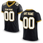 Custom Black White-Old Gold Mesh Authentic Football Jersey