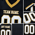 Custom Black White-Old Gold Mesh Authentic Football Jersey detail
