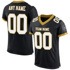 Custom Black White-Old Gold Mesh Authentic Football Jersey photo 1