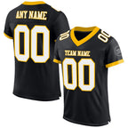 Custom Black White-Gold Mesh Authentic Football Jersey photo 1