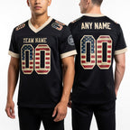 Custom Black Vintage USA Flag-Cream Mesh Authentic Football Jersey worn front and back