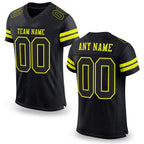 Custom Black Neon Yellow Mesh Authentic Football Jersey