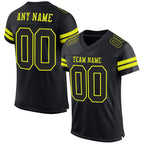 Custom Black Neon Yellow Mesh Authentic Football Jersey photo 1