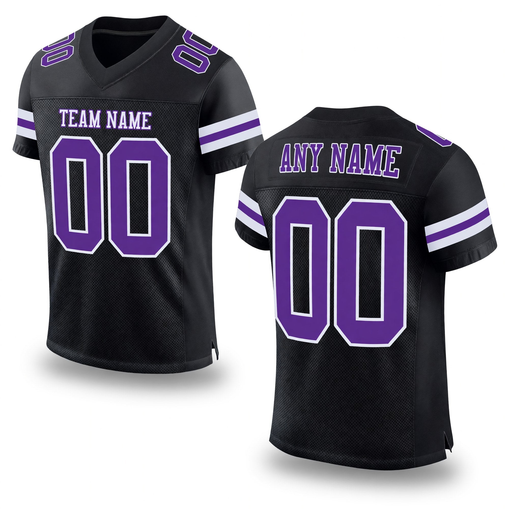 Custom Black Purple-White Mesh Authentic Football Jersey