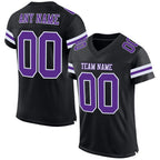 Custom Black Purple-White Mesh Authentic Football Jersey photo 1
