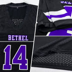 Custom Black Purple-White Mesh Authentic Football Jersey photo 2