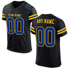Custom Black Royal-Yellow Mesh Authentic Football Jersey