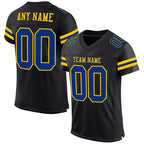 Custom Black Royal-Yellow Mesh Authentic Football Jersey photo 1