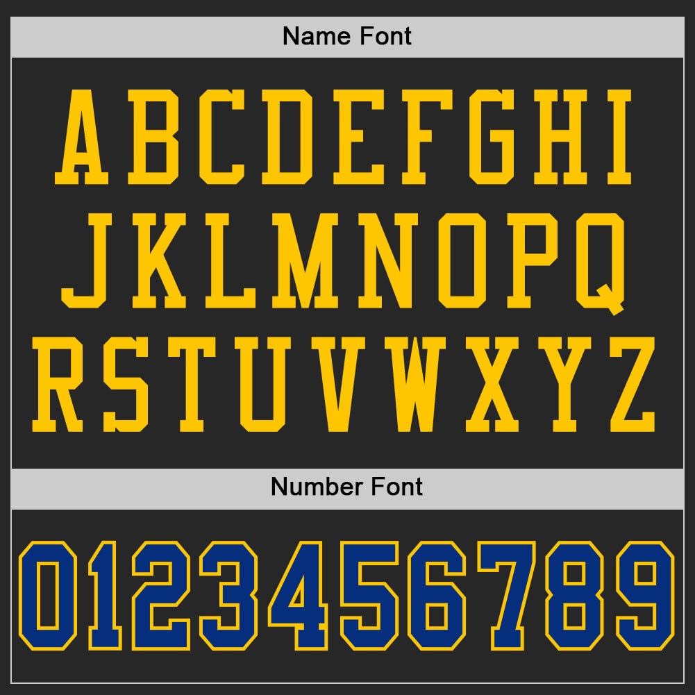 Custom Black Royal-Yellow Mesh Authentic Football Jersey photo 3