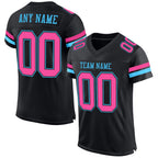 Custom Black Pink-Sky Blue Mesh Authentic Football Jersey photo 1