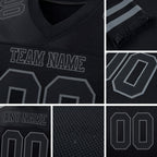 Custom Black Steel Gray Mesh Authentic Football Jersey detail