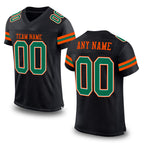 Custom Black Kelly Green-Orange Mesh Authentic Football Jersey