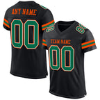 Custom Black Kelly Green-Orange Mesh Authentic Football Jersey photo 1