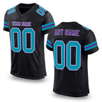 Custom Black Teal-Purple Mesh Authentic Football Jersey