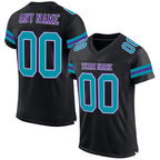 Custom Black Teal-Purple Mesh Authentic Football Jersey photo 1