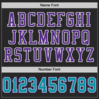 Custom Black Teal-Purple Mesh Authentic Football Jersey photo 3