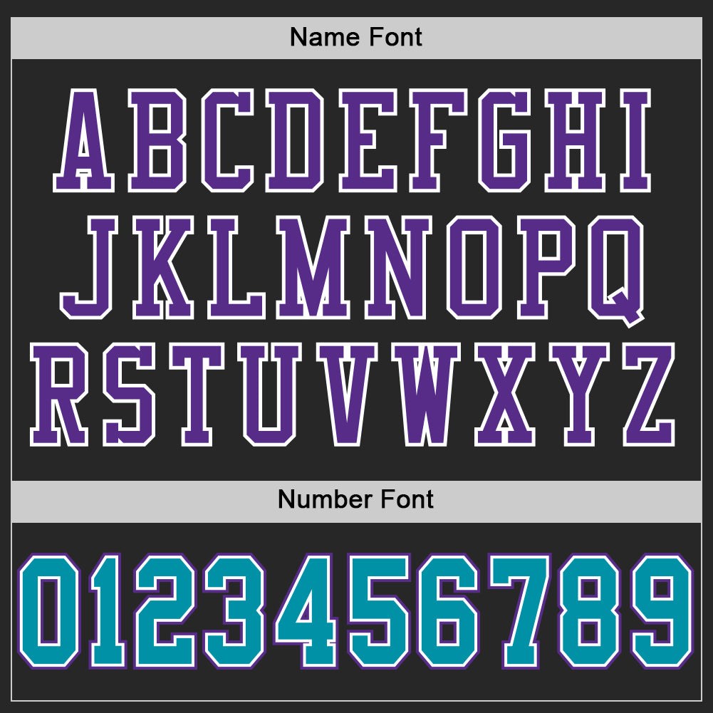 Custom Black Teal-Purple Mesh Authentic Football Jersey photo 3