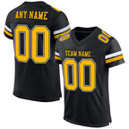 Custom Black Gold-White Mesh Authentic Football Jersey photo 1