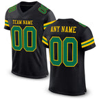 Custom Black Kelly Green-Yellow Mesh Authentic Football Jersey