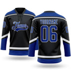 Custom Black Royal-White Hockey Lace Neck Jersey