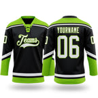 Custom Black White-Neon Green Hockey Lace Neck Jersey