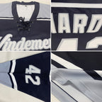 Custom Black White-Silver Hockey Lace Neck Jersey photo 2