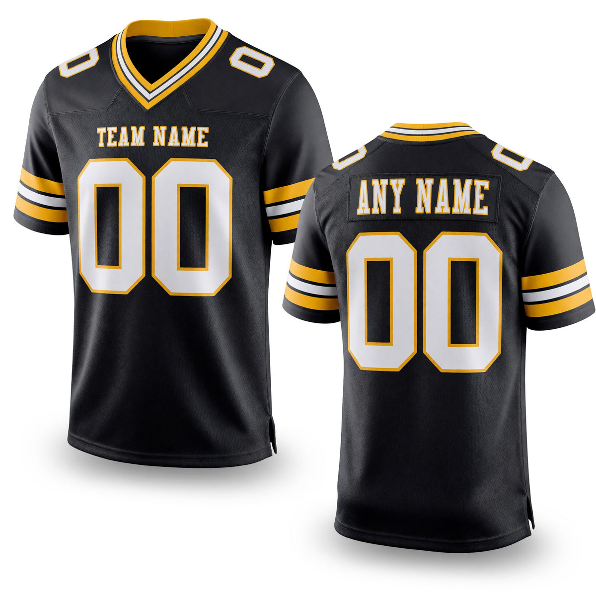 Custom Black White-Gold Authentic Football Jersey