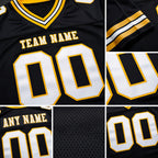 Custom Black White-Gold Authentic Football Jersey detail