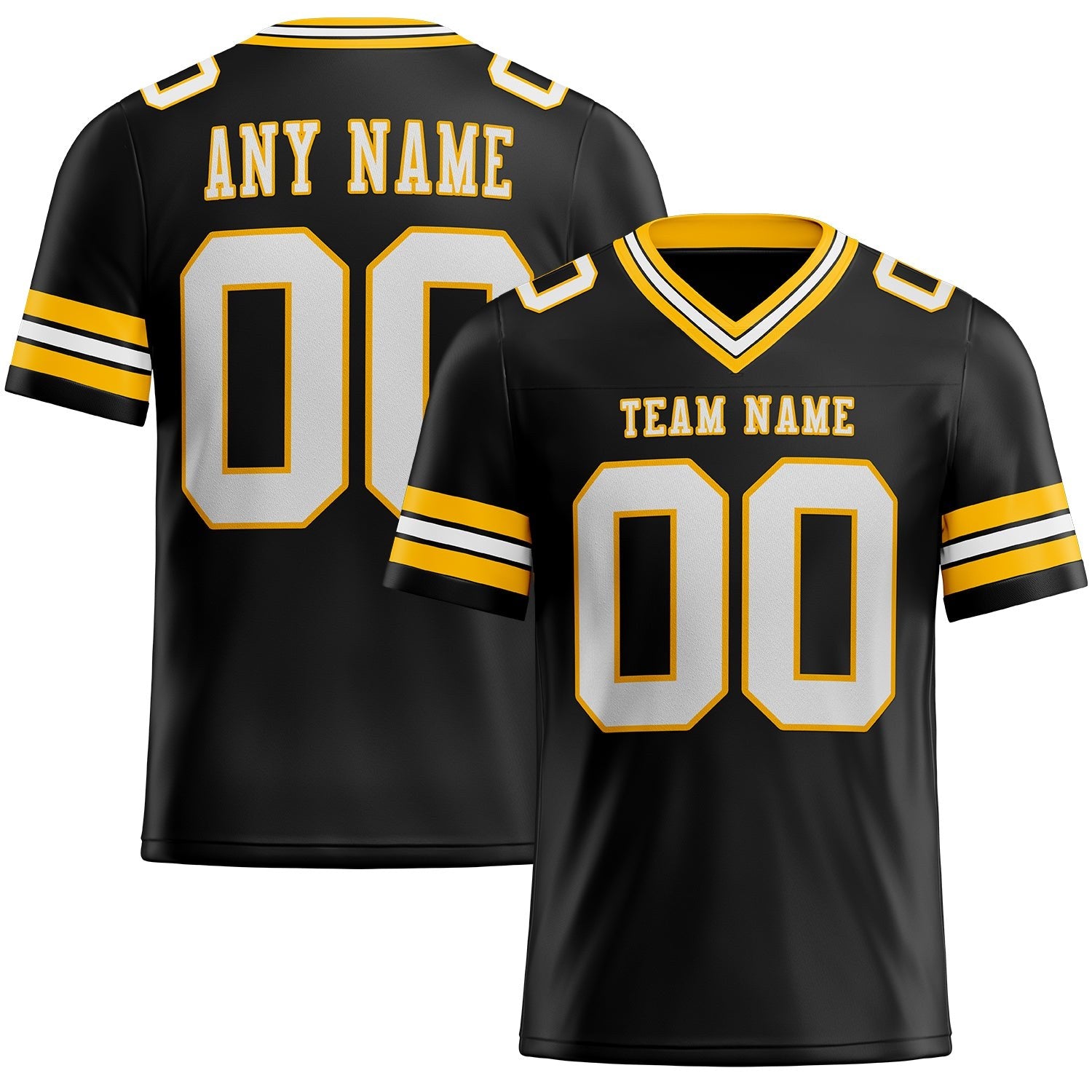 Custom Black White-Gold Authentic Football Jersey photo 1