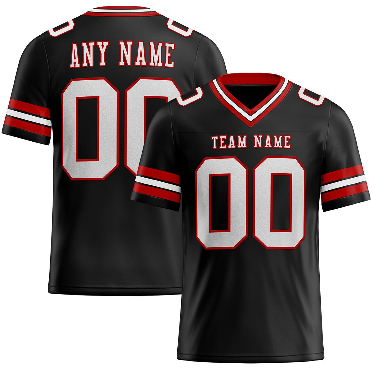 Custom Black White-Red Authentic Football Jersey photo 1