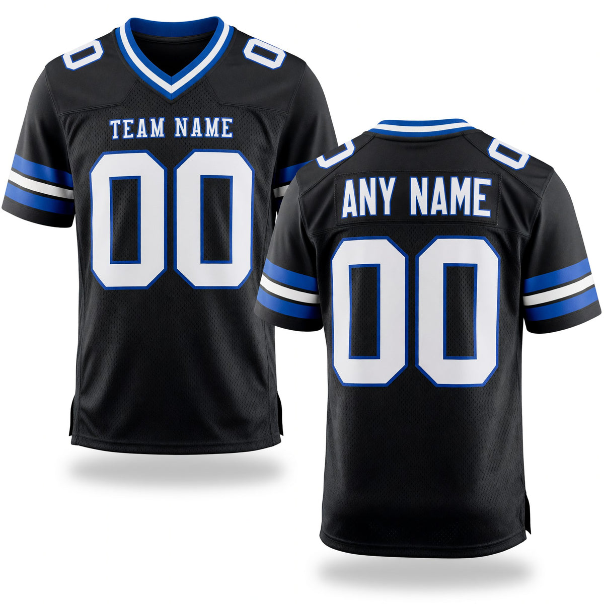 Custom Black White-Royal Authentic Football Jersey