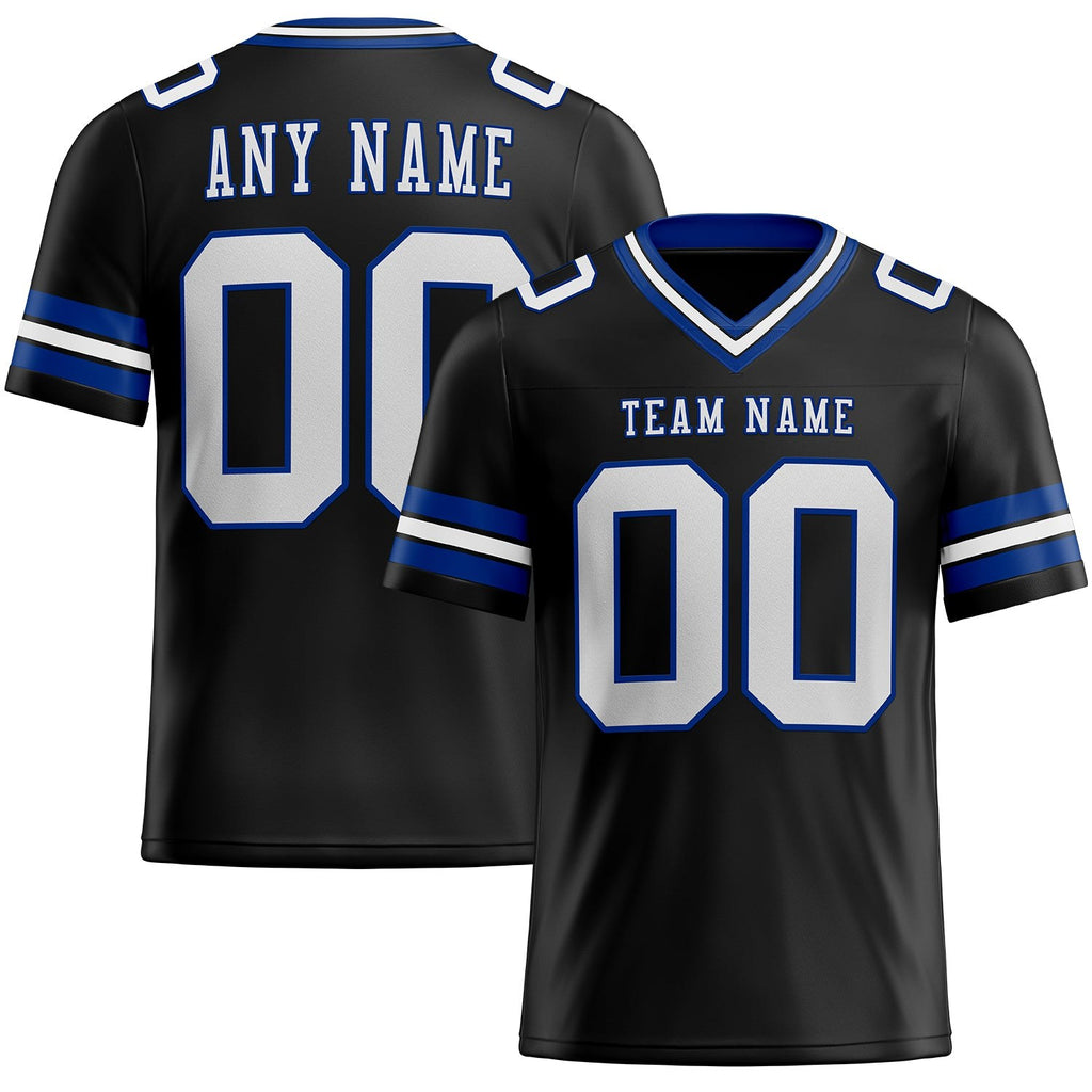 Custom Black White-Royal Authentic Football Jersey photo 1